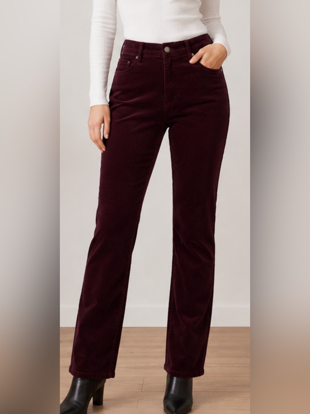 Buffalo David Bitton Burgundy Velvet Pants Size 16/36
